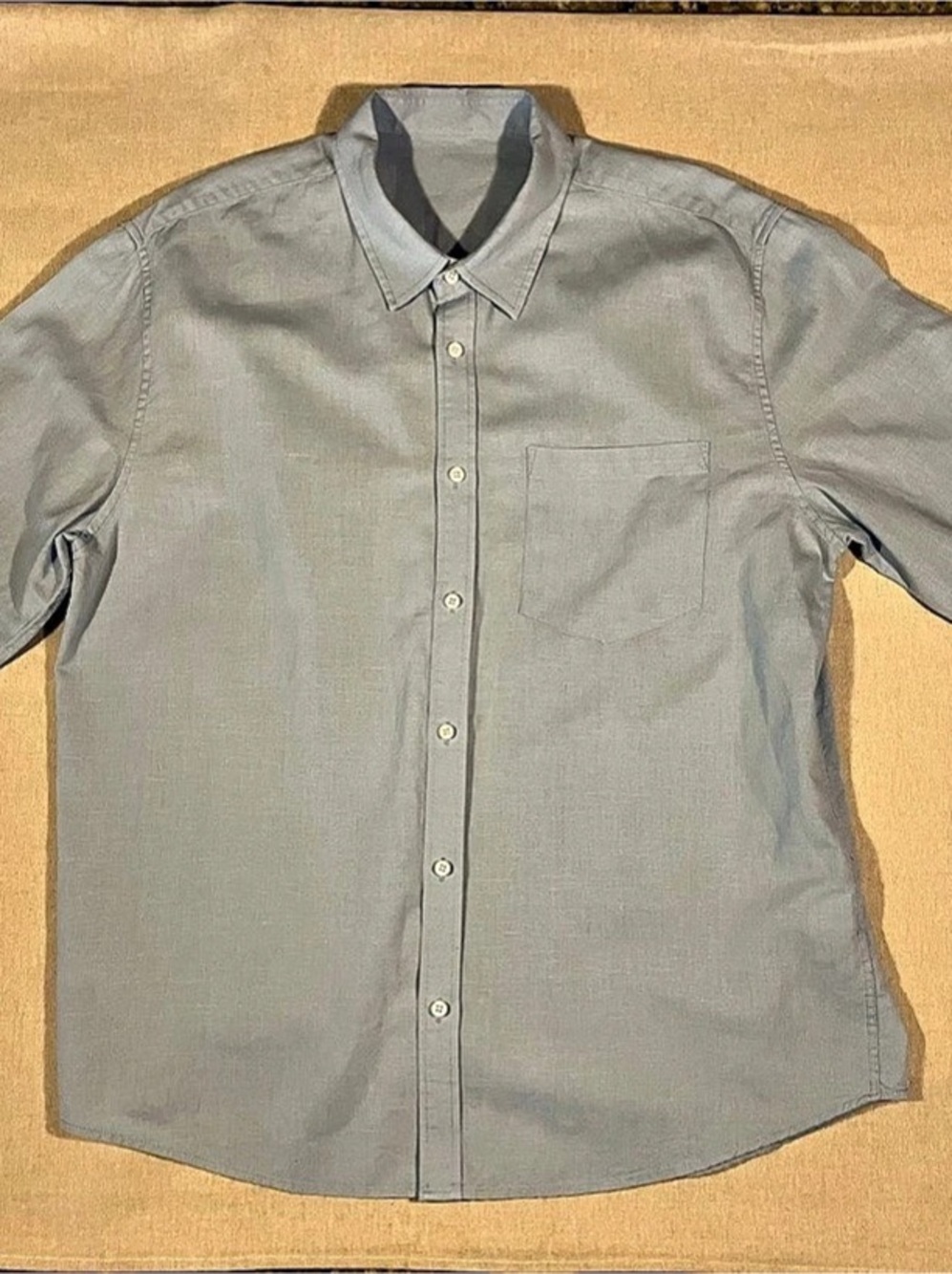 Men’s Powder Blue Linen Cotton Button-Down Shirt Size L Long Sleeve